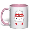 Чашка с цветной ручкой Hello kitty in caps Нежно розовый фото