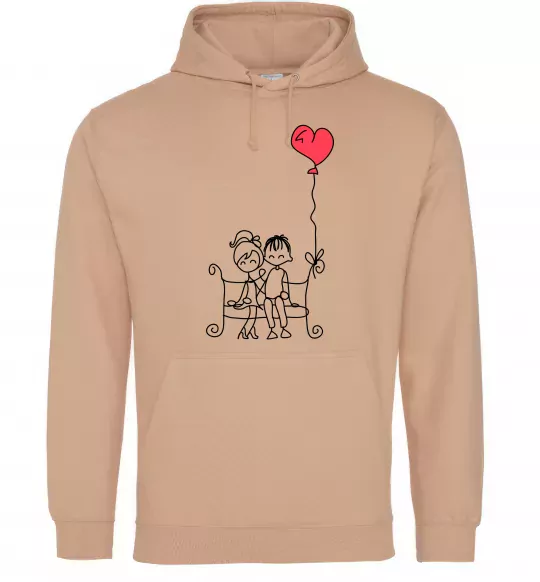 Мужская толстовка (худи) LOVE STORY 5 Песочный фото