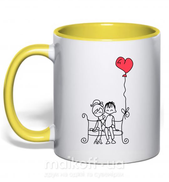 Чашка с цветной ручкой LOVE STORY 5 Солнечно желтый фото