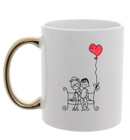 Чашка с цветной ручкой LOVE STORY 5 Золото фото