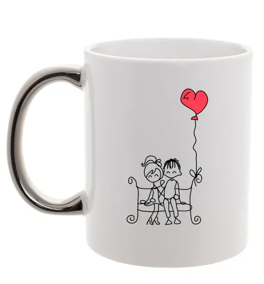 Чашка с цветной ручкой LOVE STORY 5 Серебро фото