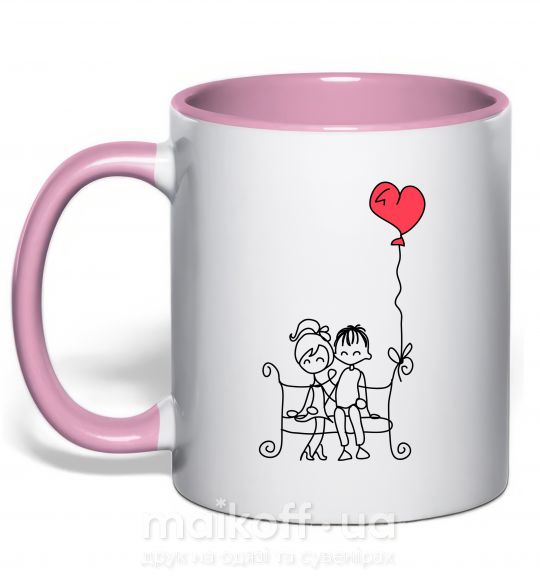 Чашка з кольоровою ручкою LOVE STORY 5 Ніжно рожевий фото