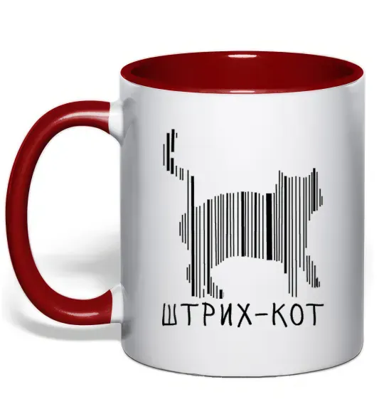 Чашка з кольоровою ручкою ШТРИХ-КОТ Червоний фото
