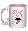 Чашка с цветной ручкой i HATE VALENTINE'S DAY Нежно розовый фото