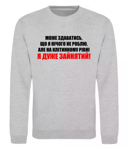 Світшот Я дуже зайнятий Сірий меланж фото