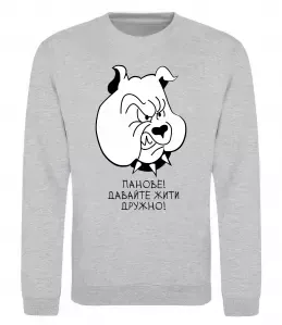 Світшот Давайте жити дружно! Сірий меланж фото