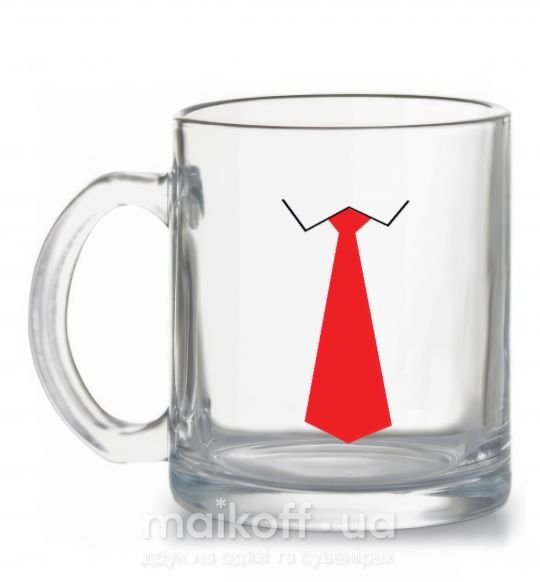 Чашка стеклянная Красный ГАЛСТУК Прозрачный фото