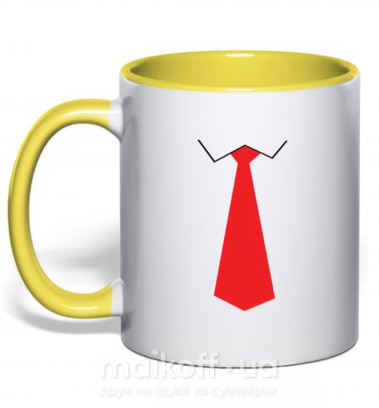 Чашка с цветной ручкой Красный ГАЛСТУК Солнечно желтый фото