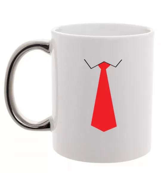 Чашка с цветной ручкой Червона краватка Серебро фото