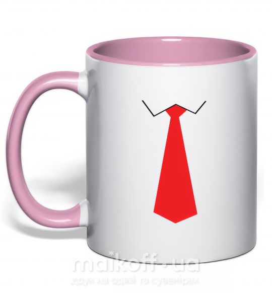Чашка с цветной ручкой Красный ГАЛСТУК Нежно розовый фото