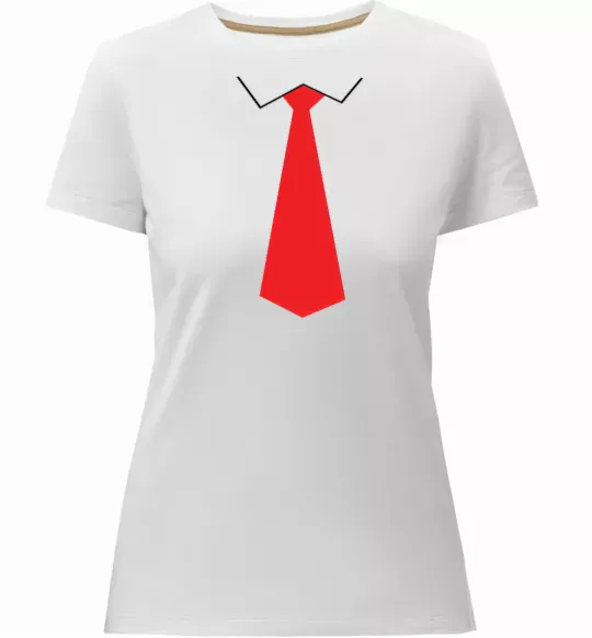 Жіноча преміум футболка Червона краватка Білий фото