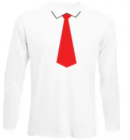 Лонгслів Червона краватка Білий фото