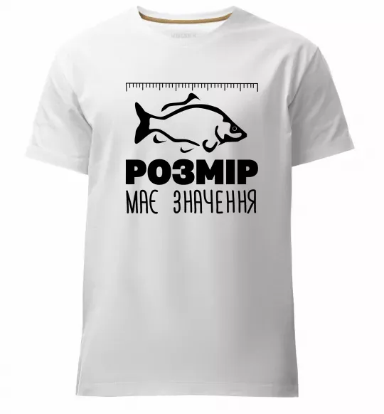 Мужская премиум футболка Розмір має значення Белый фото