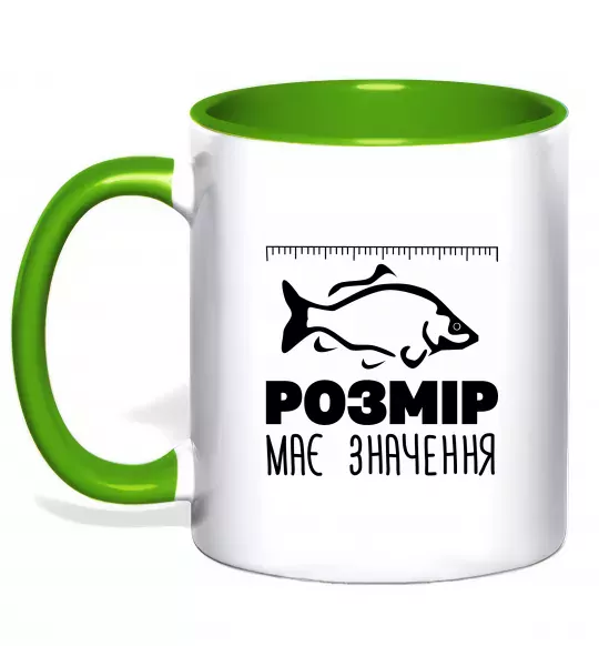 Чашка з кольоровою ручкою Розмір має значення Зелений фото
