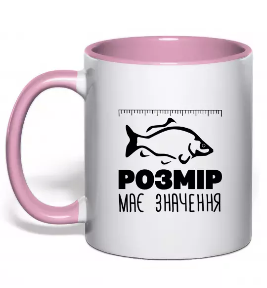 Чашка з кольоровою ручкою Розмір має значення Ніжно рожевий фото
