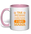 Чашка с цветной ручкой Так виглядає найкраща у світі мама Нежно розовый фото