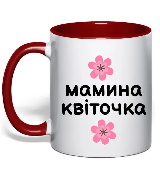 Чашка с цветной ручкой Мамина доця Красный фото