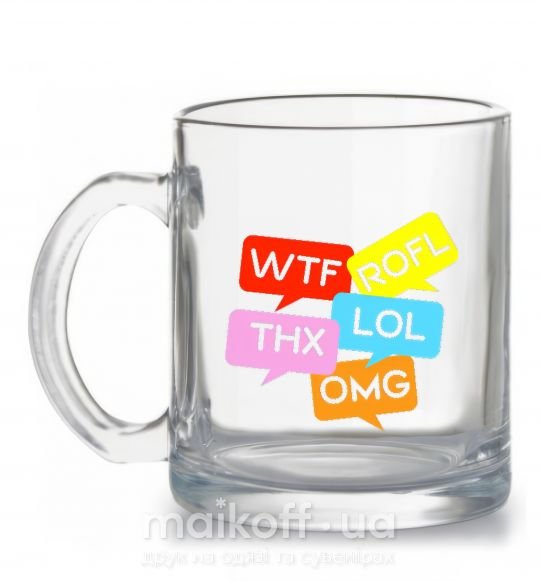 Чашка стеклянная WTF Прозрачный фото