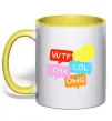 Чашка з кольоровою ручкою WTF Сонячно жовтий фото