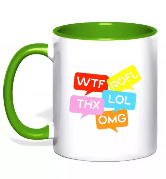 Чашка з кольоровою ручкою WTF Зелений фото