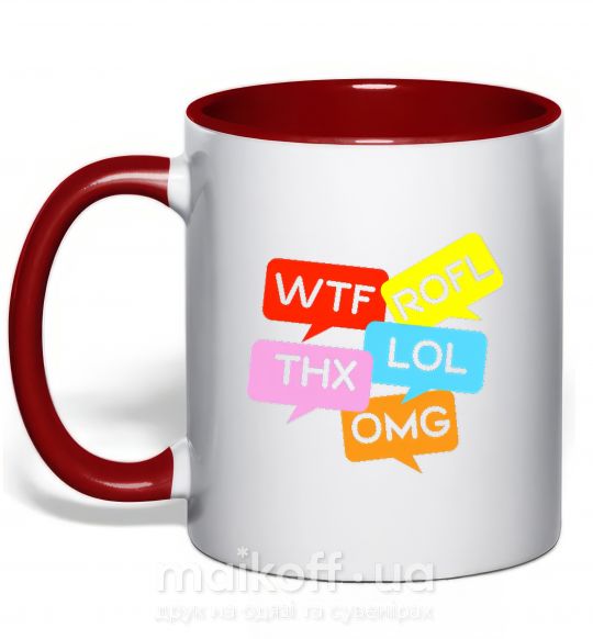 Чашка з кольоровою ручкою WTF Червоний фото