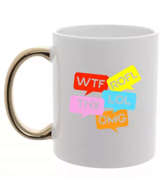 Чашка з кольоровою ручкою WTF Золото фото