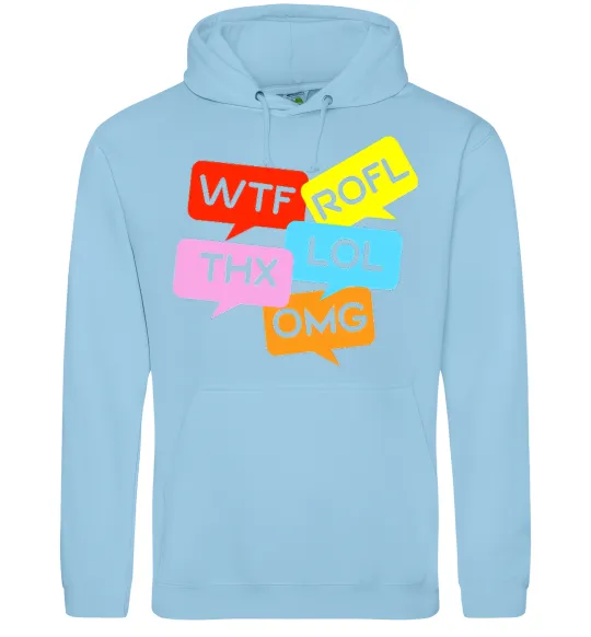 Мужская толстовка (худи) WTF Голубой фото