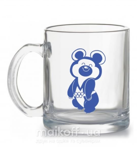 Чашка скляна Счастливый олимпийский мишка Прозорий фото