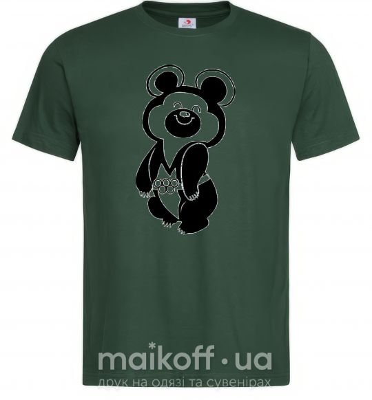 Мужская футболка Счастливый олимпийский мишка Темно-зеленый фото