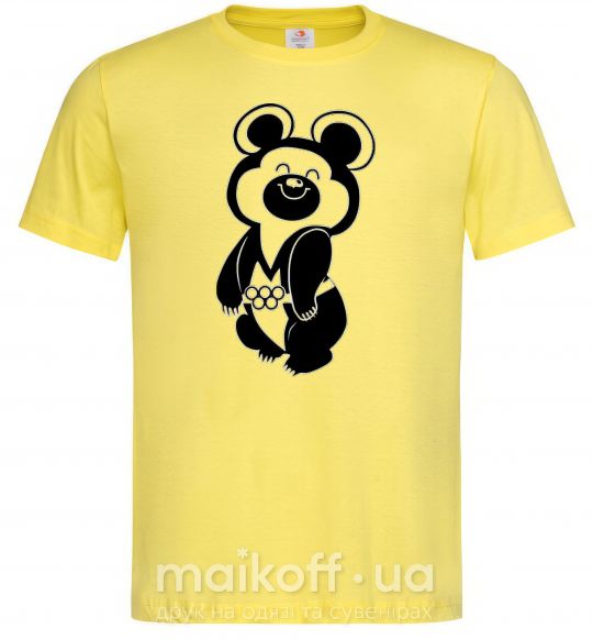 Мужская футболка Счастливый олимпийский мишка Лимонный фото
