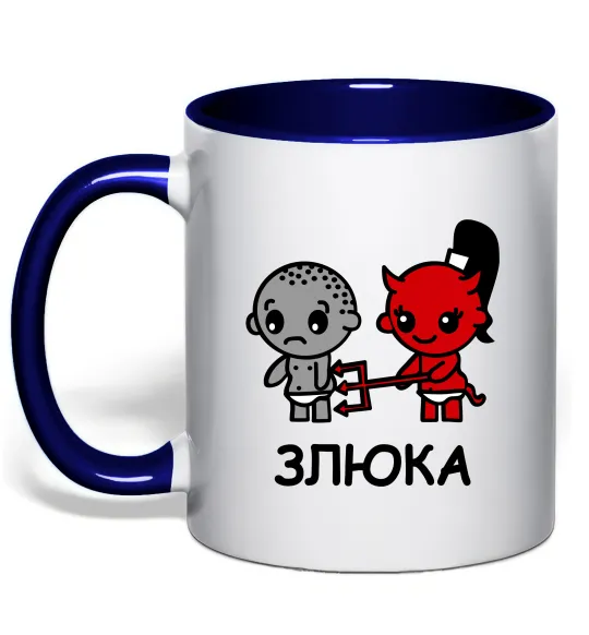 Чашка з кольоровою ручкою Злюка Глибокий темно-синій фото