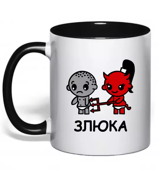 Чашка з кольоровою ручкою Злюка Чорний фото