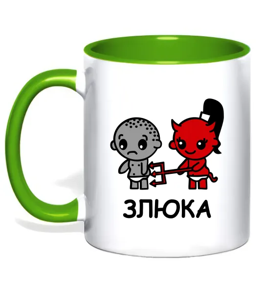 Чашка с цветной ручкой Злюка Лаймовый фото