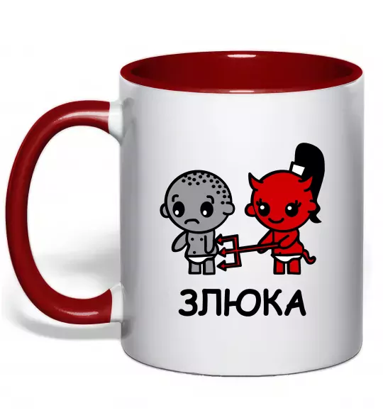Чашка з кольоровою ручкою Злюка Червоний фото