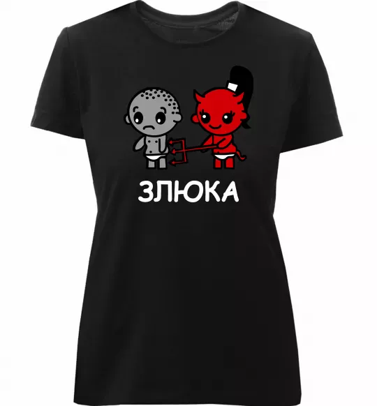 Женская премиум футболка Злюка Черный фото