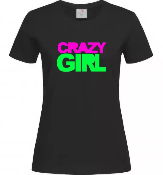 Жіноча футболка CRAZY GIRL Чорний фото