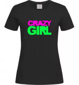 Жіноча футболка CRAZY GIRL Чорний фото