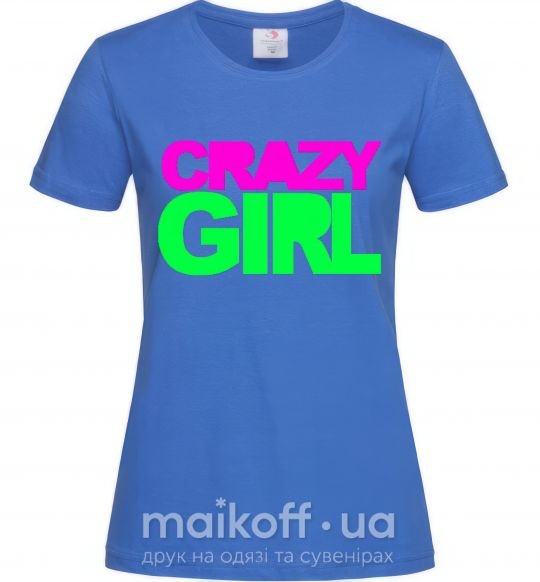 Жіноча футболка CRAZY GIRL Яскраво-синій фото