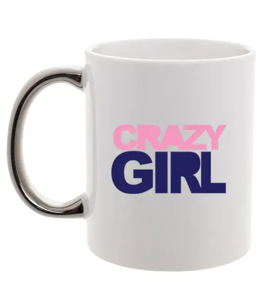 Чашка з кольоровою ручкою CRAZY GIRL Срібло фото