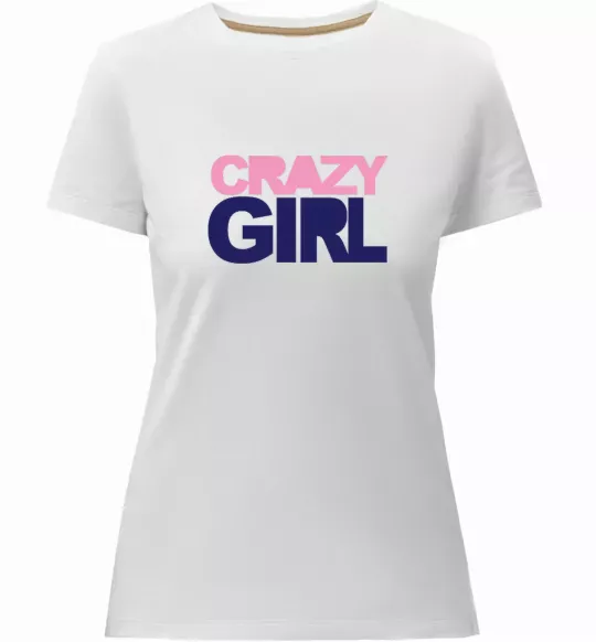 Жіноча преміум футболка CRAZY GIRL Білий фото