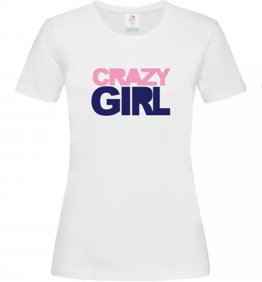 Жіноча футболка CRAZY GIRL Білий фото