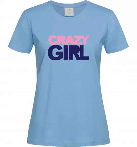 Жіноча футболка CRAZY GIRL Блакитний фото