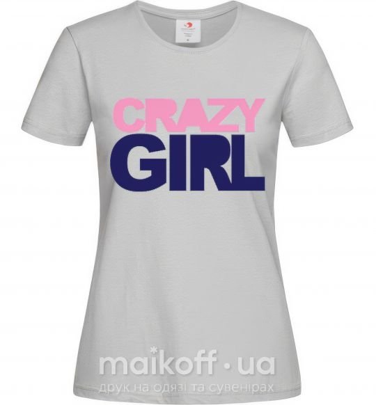 Женская футболка CRAZY GIRL Серый фото