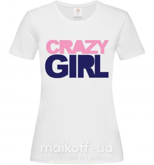 Женская футболка CRAZY GIRL Белый фото