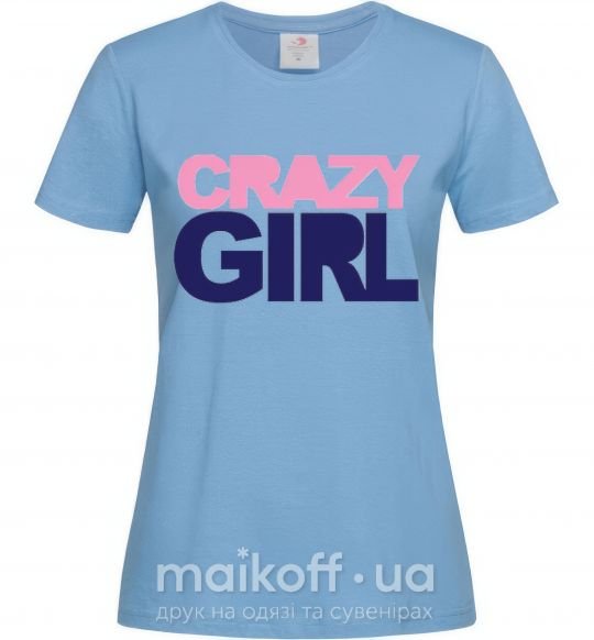 Жіноча футболка CRAZY GIRL Блакитний фото