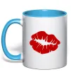 Чашка з кольоровою ручкою KISS from girl Блакитний Чашка з кольоровою ручкою KISS from girl Блакитний фото