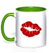 Чашка с цветной ручкой KISS from girl Зеленый фото