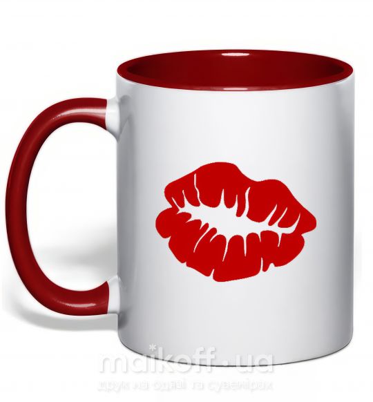 Чашка с цветной ручкой KISS from girl Красный фото