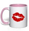 Чашка з кольоровою ручкою KISS from girl Ніжно рожевий фото