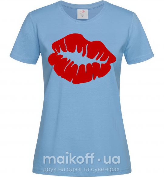 Жіноча футболка KISS from girl Блакитний фото